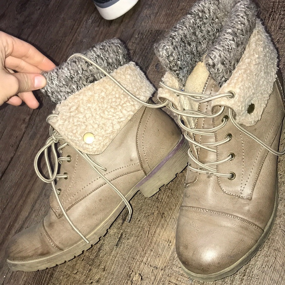 Brown combat boots